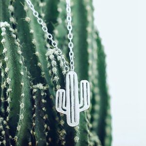 🌸3/$20 Dainty Silver “Wild Heart” Cactus Necklace